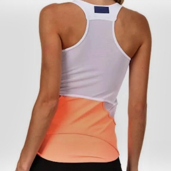 Adidas by Stella McCartney Tops - Stella McCartney for Adidas XS Orange White Mesh Detail Racerback Tank Top